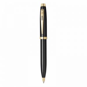 9322 Sheaffer Sh100 Glossy Black Featuring Gold Trim Ball Point Pen
