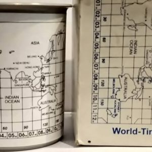 World Map and Time  Pen Jar Pen Stand