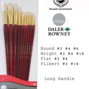 Daler Rowney Simply "Oil" Bristle White Long Handled Brush Set of 10