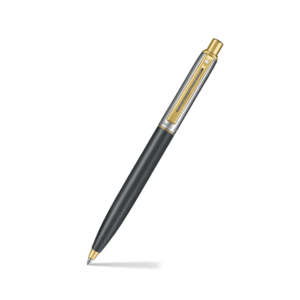 Shaeffer Ball Point / Sheaffer Sentinel Metal 334 Matte Black Barrel and Brushed Chrome Cap Ballpoint Pen with Gold Trims