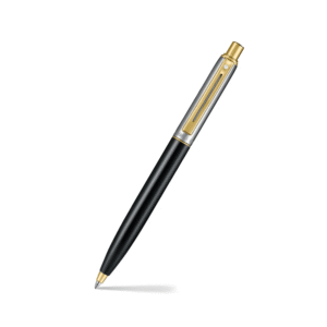 Sheaffer Ball Point / Sheaffer Sentinel Metal 335 Glossy Black Barrel and Brushed Chrome Ballpoint Pen with Gold Trims