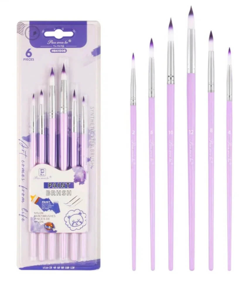 H/2D YIXPIN Round Brush Set 6 Pieces / Synthetic Brush Set/ Synthetic Round Brush Set